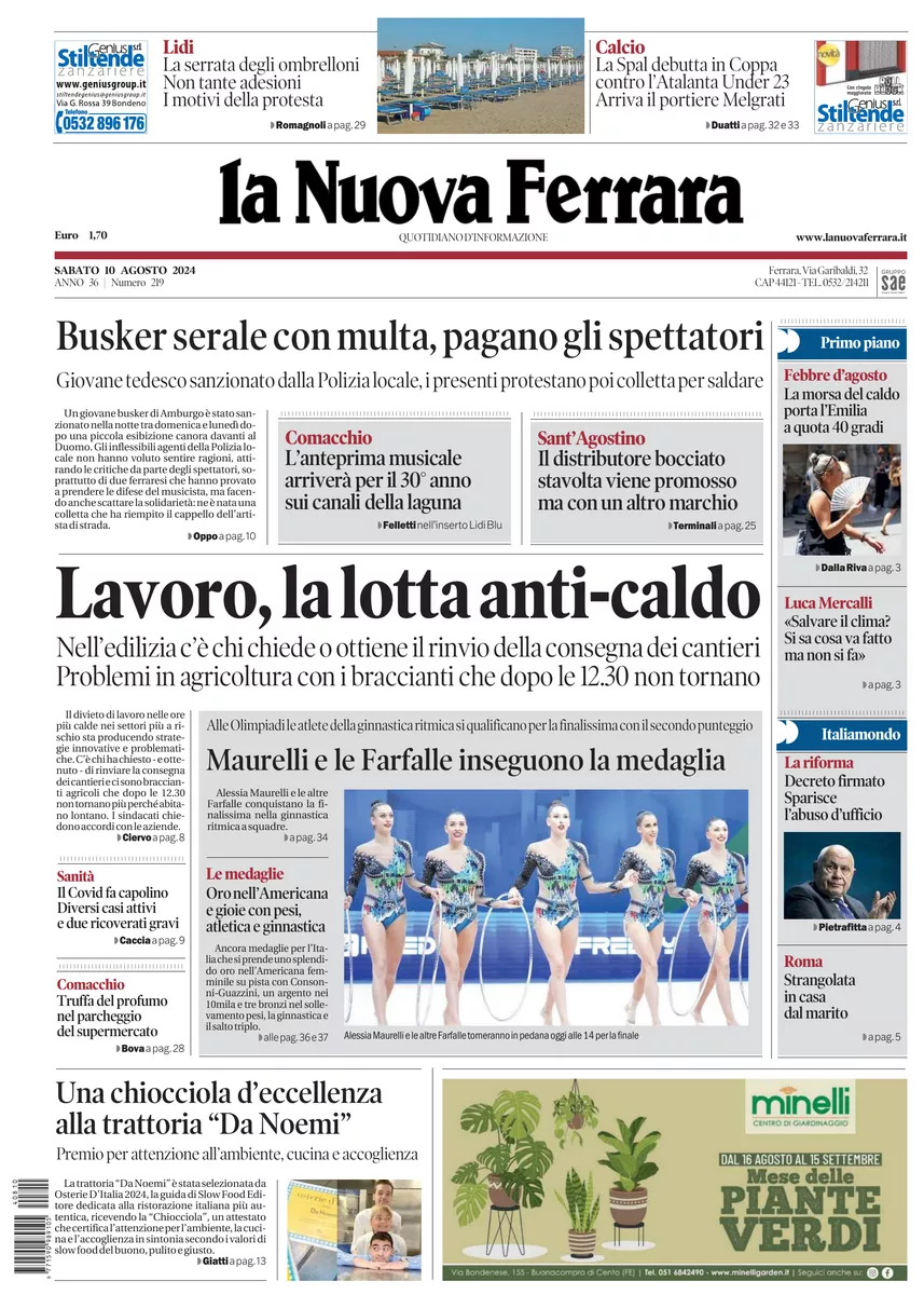 Prima-pagina-nuova ferrara-oggi-edizione-del-2024-08-10